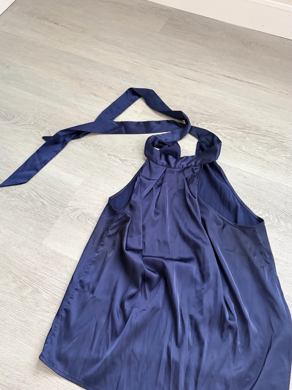 Navy Satin Halter Tie-Neck Camisole